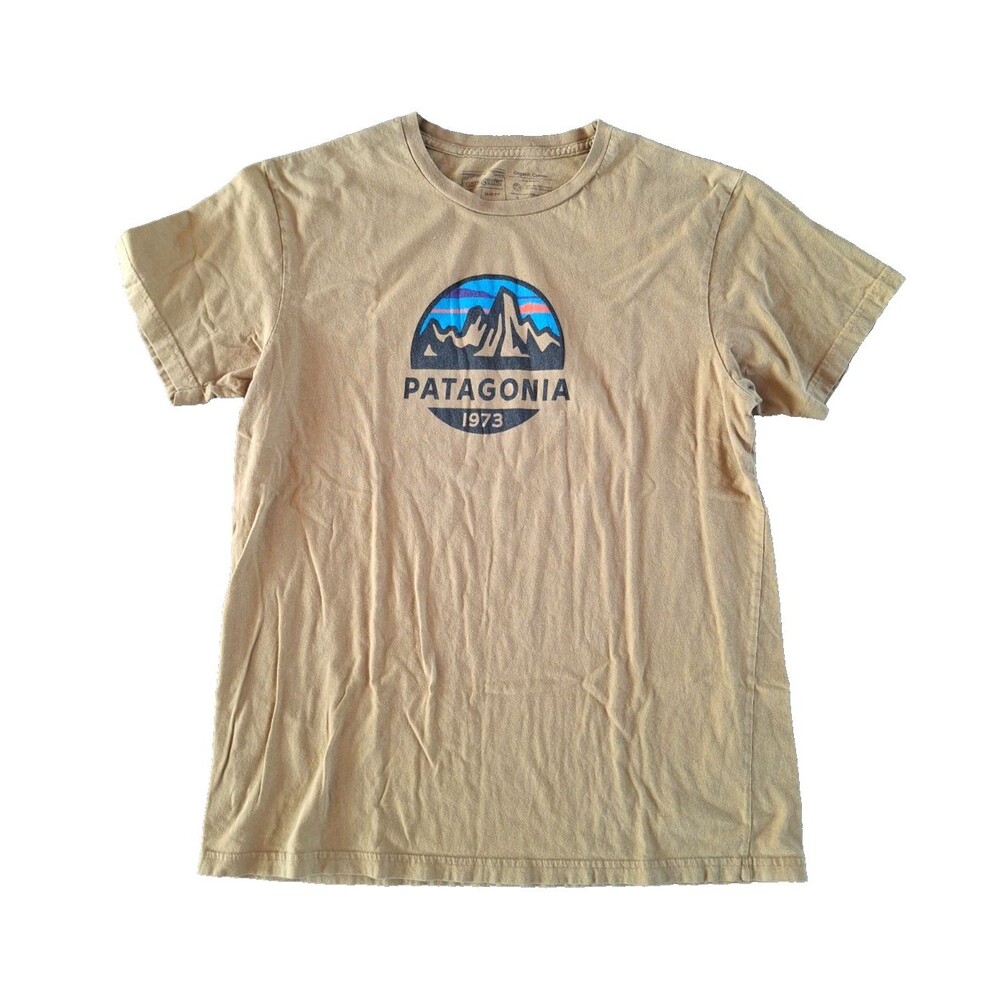 Patagonia T-Shirt Men L Brown Slim Fit Fitz Roy Scope Graphic Organic Cotton